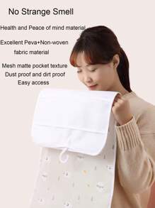 1pc 18-Compartment Closet Hanging Organizer For Clothes, Socks, Small Items, Wall-Mounted Door Back Sorting Storage Bag Love Valentine - Beige - View 7