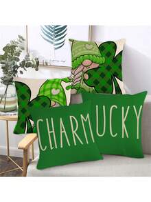 4 cái/bộ Vỏ gối Với lễ Phục sinh Con thỏ , Trứng , Ngày Saint Patrick , Cỏ ba lá Và Gnome Mẫu ( Gối Không bao gồm ) Đối với Trang trí Gia đình Sofa - trái cam - Xem 5