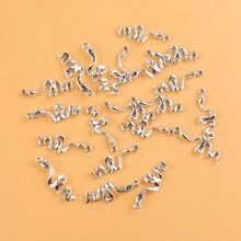 20入組銀色可愛蛇造型吊飾,復古合金材質蛇動物吊墜,適用於diy手工製作項鍊耳環首飾,飾品配件 - Ancient Silver - 查看 4