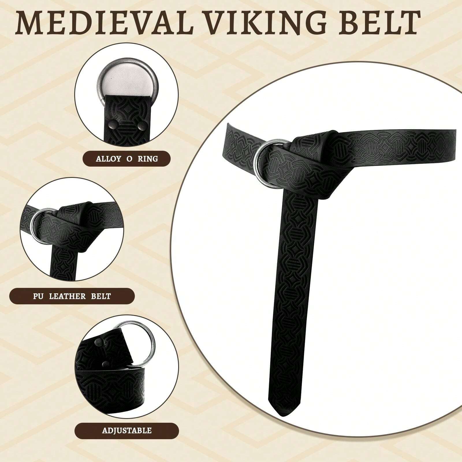 Halloween Viking Leather Belt Ren Faire Belt Medieval Mens Belt Wide PU