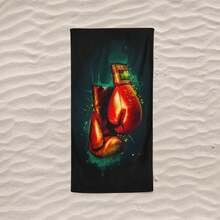 1入組卡通風格彩色拳擊手套印花海灘巾,柔軟防沙泳池毯,快速乾燥浴巾,適用於健身房,旅行和戶外活動,必備的沙灘夏日用品,適合女性,男性,兒童 - 多色 - 查看 1