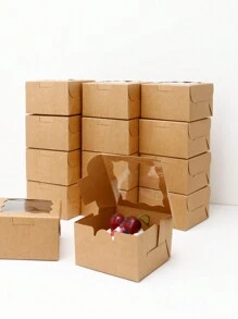 [10件/20件/30件] Ins风格蛋糕盒、烘焙甜品盒、家庭烘焙包装盒、迷你纸杯蛋糕盒、简易蛋糕盒、布朗尼蛋糕盒、纸板蛋糕盒、透明波浪展示窗纸杯蛋糕盒、派对蛋糕盒、奶油蛋糕盒