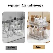 2 Set 2 Tier Bathroom Storage Organizer With Dividers, Clear Under Sink Organizers And Storage, Pull Out Cabinet Organizer For Bathroom Kitchen Pantry, Medicine Cabinet Organizer - 無色 - 查看 6