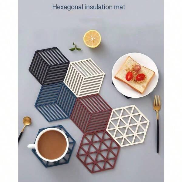 Creativo Tapete De Mesa De Silicona Hexagonal Hueco, Tapete Aislante Nórdico Anti-caliente Para Tazones Y Vasos, Apto Para Cocina Y Hogar