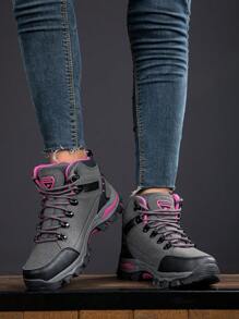 Couples' Anti-Slip Breathable High-Top Climbing Shoes For Outdoor Spring And Autumn, Men's Sports Shoes, Women's Hiking Shoes, Grey And Pink