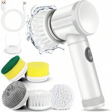 1組,電動清潔刷,5合1廚房、浴室、家庭使用清潔刷,浴缸,盆,以及洗碗刷 - 白色 - 查看 7