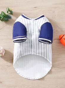 1pc Summer Striped Baseball Uniform Pet Breathable Clothes