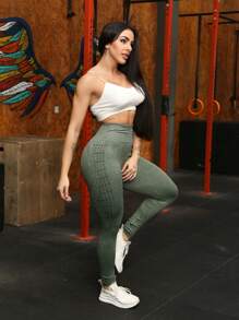 Women Sports Leggings - 綠色 - 查看 3