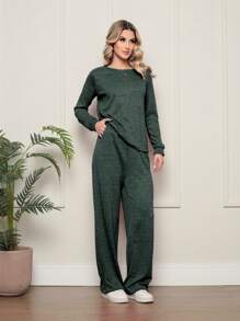 Women Two-Piece Outfits - Army Green - View 1