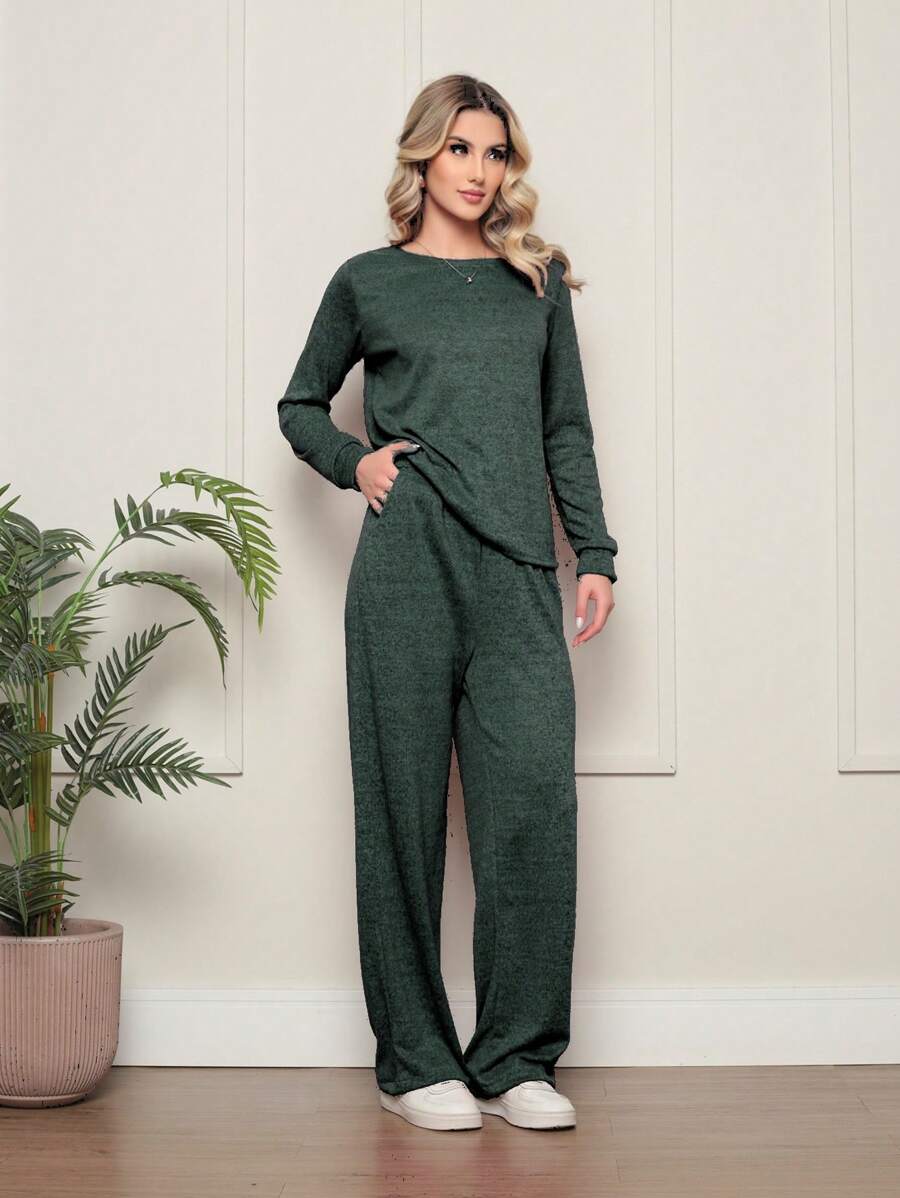Women Two-Piece Outfits - Army Green - View 1