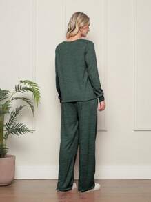 Women Two-Piece Outfits - Army Green - View 2