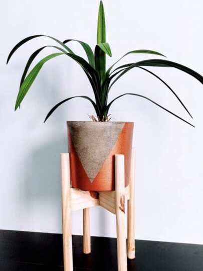 Suporte Bandeja Para Vaso Cachepot Legs Retas Em Madeira - Tamanho G Grande