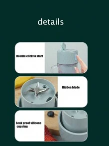 1pc 340ml Mini Cyclone Juicer Cup With Type-C Charging Port - Blue - View 12