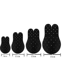 4pairs Rabbit Ear Lift Up Breast Stickers, Strapless Self-Adhesive Silicone Invisible Bra, One Piece Push Up Bunny Nipple Cover - Multicolor - View 2