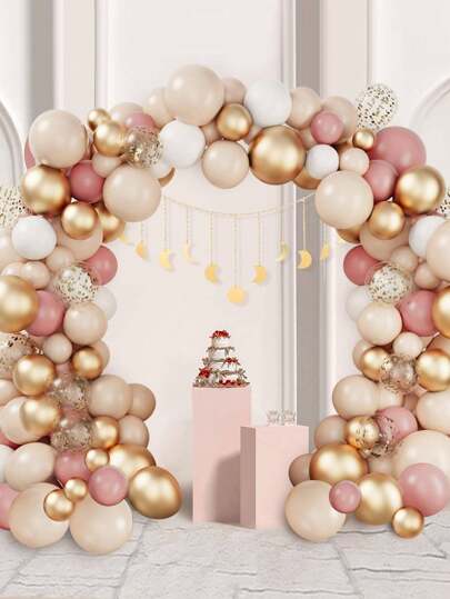 102pcs/Set Rose Gold Sequin Balloon Chain Set & Balloon Accessories, Balloon Garland Kit, Suitable For Adult Gifts, Birthday Party Backdrop, Country Wedding Balloon Arch Decor, Christmas And More Occasions