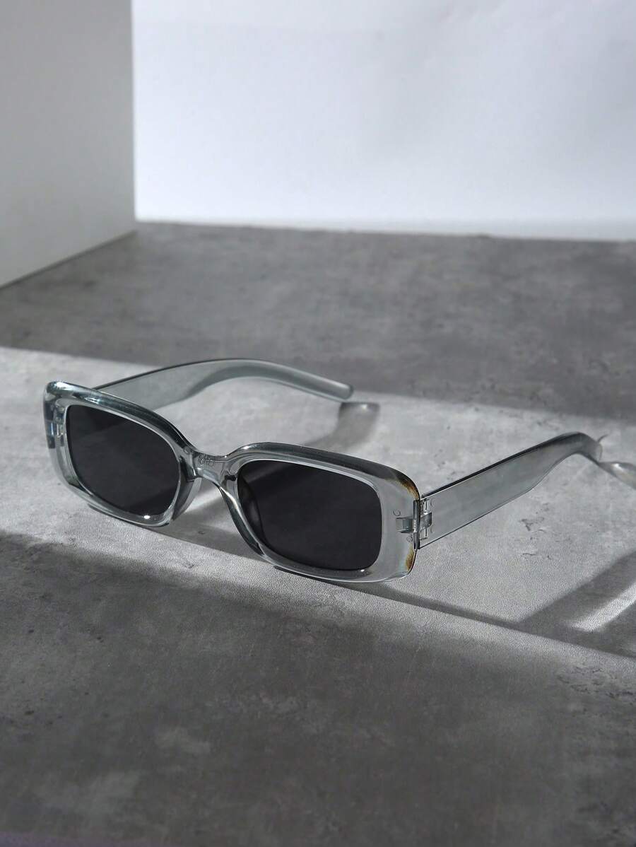 1pc Y2k Fashion Rectangle Fashion Glasses, Perfect For Beach, Summer, Daily Wear, And Photo Shooting Casual Shades Accessories Beach Accessories Glasses Shades Looks Street Style And Suit For Sweater Jacket Sweatshirt Hoodie Leather Pants And Cargo Pants For Summer Beach Vacation,Outdoor,Travel - Light Grey - View 1
