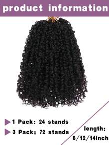 波西米亞風格編織辮髮 8/12/14 英寸天然黑色預扭結的編織接發,捲曲的結束,非常適合塞內加爾捲曲辮髮 - 黑色 - 查看 2