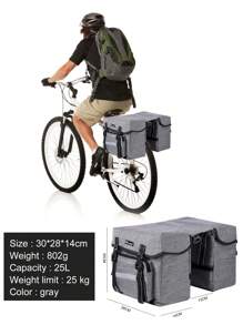 1pc West Biking Bike Carrier Bag, 25l Large Capacity Rear Rack Bag For Mountain Bikes, Double Side Bag With Seat Cushion - Grey - View 2