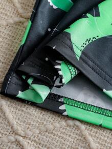 Young Boy Comfortable Glow-In-The-Dark Cartoon Dinosaur Pattern Pajama Set, Summer (Glow Effect Only Under UV Light) - Black - View 7