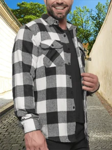 Men Shirts - 黑與白 - 查看 3