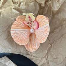 波西米亚风 1 件装蝴蝶兰花朵发夹仙女森林夹爪夹发夹发夹 - 杏色 - 查看 10