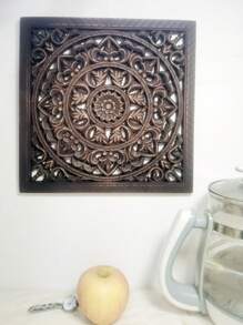 1個復古風格的30cm方形幾何圖案裝飾掛件,家居牆面裝飾創意掛飾