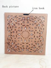 1個復古風格的30cm方形幾何圖案裝飾掛件,家居牆面裝飾創意掛飾