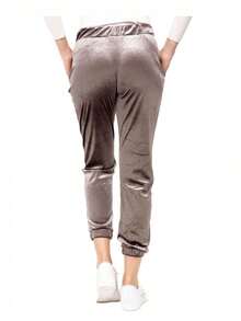 Pants Pantalón Deportivo Causal Jogger tipo Terciopelo Elástico Informal para Dama - Gris - Ver 4