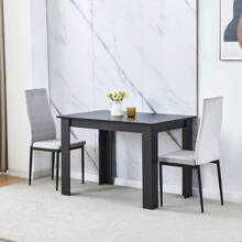 Dining Room Set, Dining Table With Chairs, 110x70 Cm Table And Chairs For Living Room Home Kitchen - Black - View 3