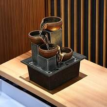 1pc Tabletop Water Fountain 3-Tier Relaxation Tabletop Fountain Indoor Waterfall Fountain Feng Shui Fountain Aura Meditation Tabletop Fountain For Table Desk Office Home - Rust Brown - View 3