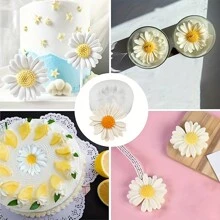 1 a 3 piezas Molde de vela en forma de flor de margarita, molde de yeso de pequeñas margaritas, molde de silicona 3D de flores para velas, para hacer velas, arcilla y manualidades - Blanco - Ver 3