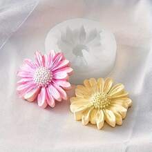 1 a 3 piezas Molde de vela en forma de flor de margarita, molde de yeso de pequeñas margaritas, molde de silicona 3D de flores para velas, para hacer velas, arcilla y manualidades - Blanco - Ver 6