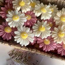 1 a 3 piezas Molde de vela en forma de flor de margarita, molde de yeso de pequeñas margaritas, molde de silicona 3D de flores para velas, para hacer velas, arcilla y manualidades - Blanco - Ver 8