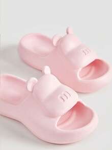 Eva材質拋光履帶防滑底,適合情侶配戴,家居室內外通用,尤其適用於浴室,卡通圖案裝飾,柔軟鞋底讓您感到舒適 - 粉色 - 查看 3