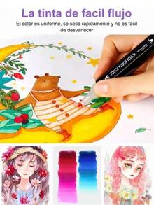 Marcadores Doble Punta Plumones Puntal De Pincel 80 Colores marcatextos resaltadores sets Marcadores Doble Punta  multicolor Plumones Punta De Pincel Varios Colors brush Rotuladore de Punta Doble de Agua para Dibujar Colorear Acuarelas Cómic Caligrafía, Rotuladores Punta Pincel para Niños Adultos Set de plumones de arquitectura alta premium artísticos de calidad plastico crayola Pincel escolar escolares rotulador Plástico crayola - Multicolor - Ver 5