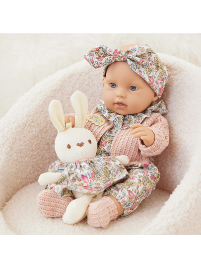 12 Inch Baby Doll Realistic Plush Doll Outfit, 2 Pieces Costume Set With Headpiece And Socks, Cute Soft Companion For Children