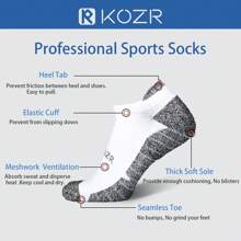 KOZR 6 双透气运动袜，适合跑步、骑自行车和徒步旅行，吸湿排汗、防臭 - 白色 - 查看 5