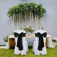 1 PC   Satin Table Runner  Long Wedding Satin SilkTable Runner For Wedding Banquet Graduations Birthday Party Decoration,Satin  Table Runner,Table Decorations Holiday - Black - View 6