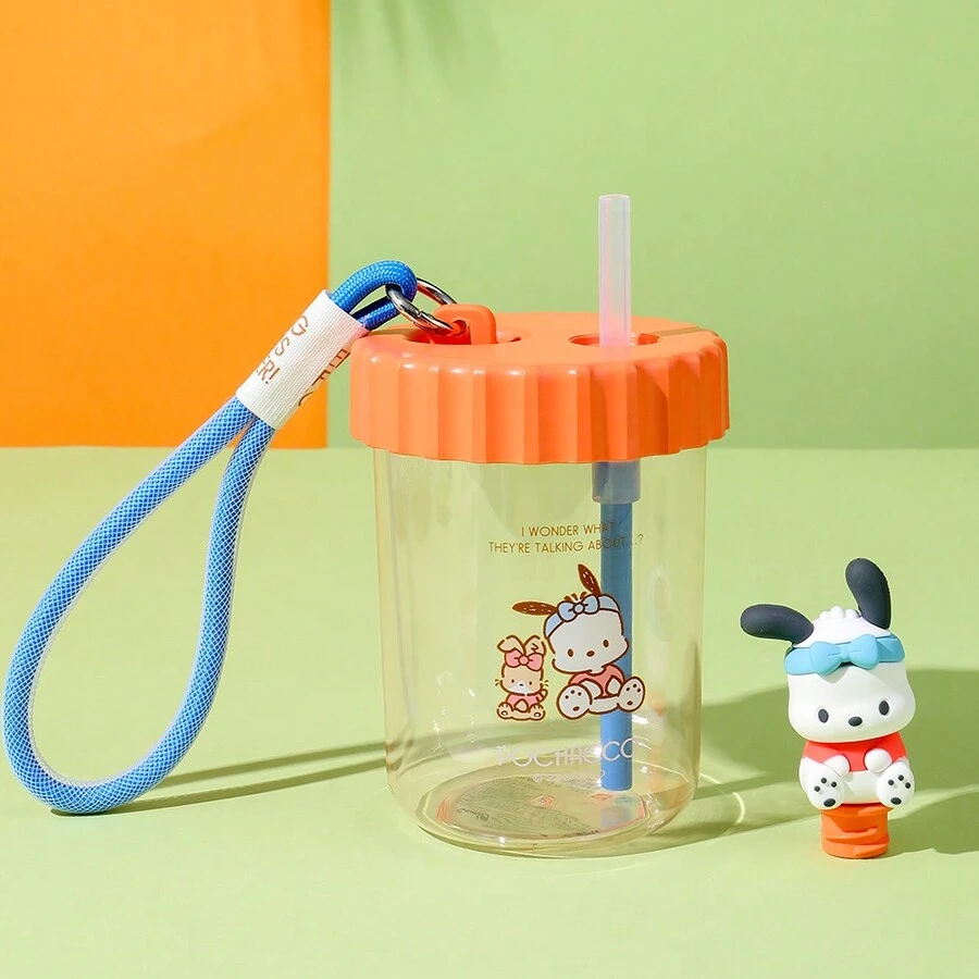 Miniso 1pc Sanrio Characters Lanyard Tumbler, 520mL/17.59oz - Orange - View 1