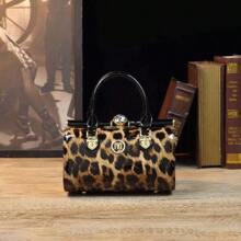 LUCY S HANDBAG 新品复古风格女士单肩包，豹纹印花手提包，适合时尚精致的装扮，秋季，时尚猎豹印花女士包包豹纹回归 - 彩色 - 查看 3