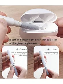 Cleaner Kit Compatible With AirPods Pro 1 2 3 4 Multi-Function Cleaning Pen With Soft Brush Flocking Sponge For Earphones Case Cleaning Tools,Cleaning Pen Compatible With AirPods Pro 1 2 3 4 Multi-Function Cleaner Kit Soft Brush - Multicolor - View 8
