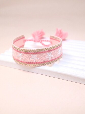 1pc Embroidered Five-Pointed Star Handmade Braided Bracelet