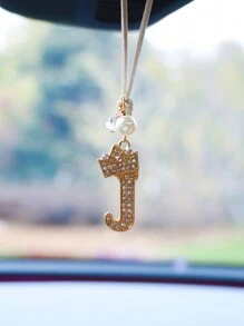 1 Pieza Letra J Colgante De Coche De Aleación Chapada En Oro - Dorado - Ver 1