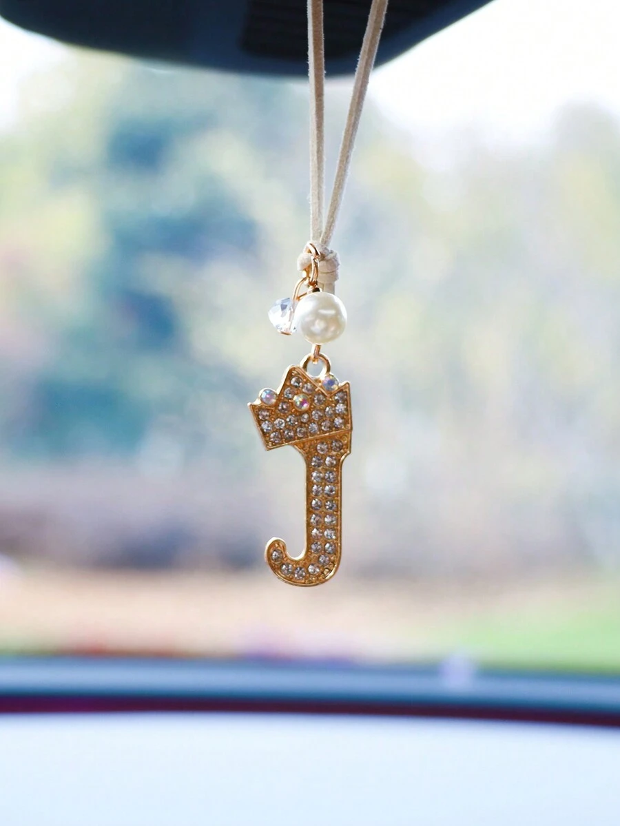 1 Pieza Letra J Colgante De Coche De Aleación Chapada En Oro - Dorado - Ver 1