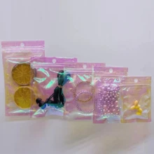 50入組全息陰陽設計自封袋,食品收納袋,耳環和項鍊珠寶塑料袋,彩虹鋁箔設計袋,分類和收納袋 - 50個彩 虹膜 - 查看 3