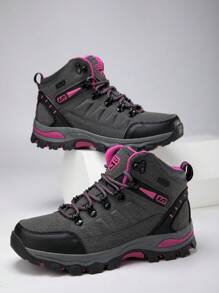 Couples' Anti-Slip Breathable High-Top Climbing Shoes For Outdoor Spring And Autumn, Men's Sports Shoes, Women's Hiking Shoes, Grey And Pink