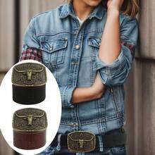 1 Miếng Nam Retro Văn học Phong cách Hoang dã Kim loại Vàng Khóa Con bò Đầu Khóa Nâu/đen chất liệu da PU Có thể điều chỉnh Thắt lưng Đối với Hằng ngày Lễ hội Đối với Trưởng lão & - Một kích thước phù hợp với tất cả - Xem 1