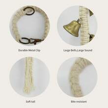 Bell Hanging Rope Cat Toys, Outdoor Alarm Bell For Dog Training, Pet Doorbell Handmade Braided Wood Bead Woven Hanging Rope - White - View 7