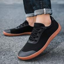 Men Spring/Summer Wide-Toe Barefoot Shoes With Lace-Up Closure, Breathable And Anti-Slip For Indoor Training - Black - View 5