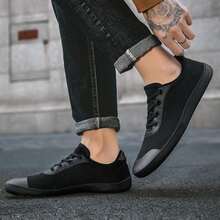 Men Spring/Summer Wide-Toe Barefoot Shoes With Lace-Up Closure, Breathable And Anti-Slip For Indoor Training - Black - View 3